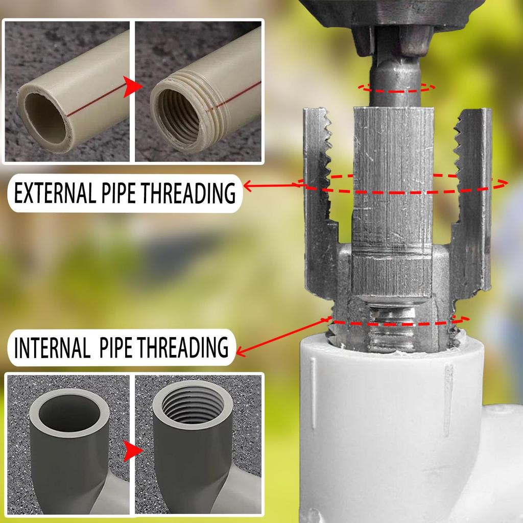 1pc Integrated Internal External Pipe Threading Tool Electric Drill Compatible PVC Pipe Threader Kit Pipe Thread Cutting Tool