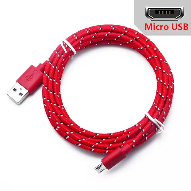 2.4A Micro USB Cable 0.5m/1m/2m/3m Data Sync USB Charge Cable For Samsung Huawei Xiaomi Android Nylon Braided Microusb Data Cord