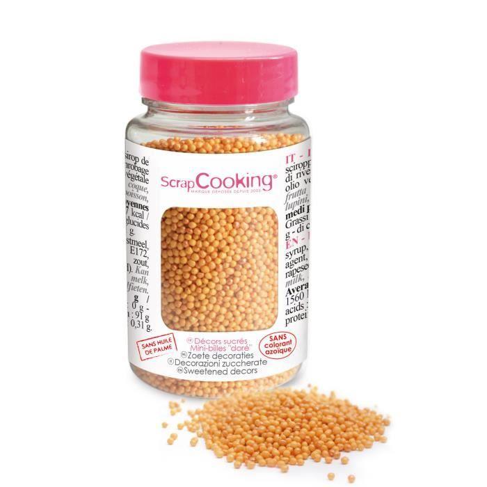 Pot de décors sucrés mini-billes dorées 80g