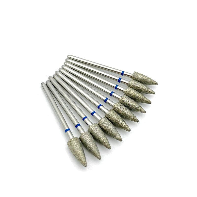 10pcs/set Dental Part Electroplated Diamond Point Polisher Dental Low Speed Handpiece HP Burs Dental Lab Nail Drill Bits