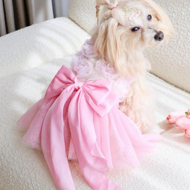 Rose Wedding Dress Pink Princess Tulle Puffy Skirt, Suitable for Weddings, Parties, Pets