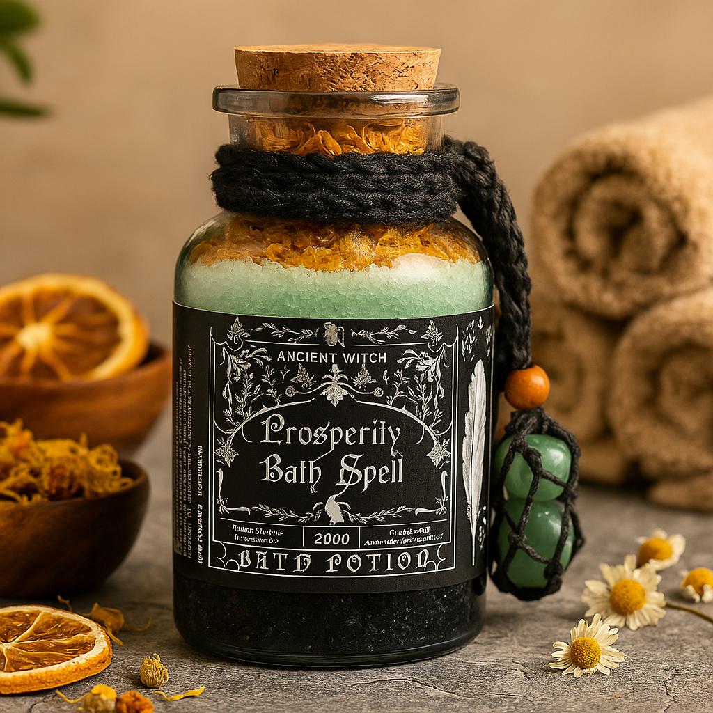 Shamtam Orange Ancient Witch Bath Spell Potion & Aventurine Crystal Amulet – Prosperity