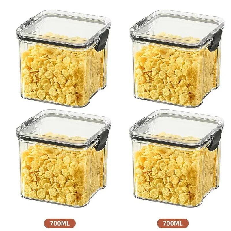1-5Pcs Sets Sealed Jar Food Storage Box Transparent Plastic Kitchen Organizer Multigrain Tank Stackable Dried Sealed Storage Jar