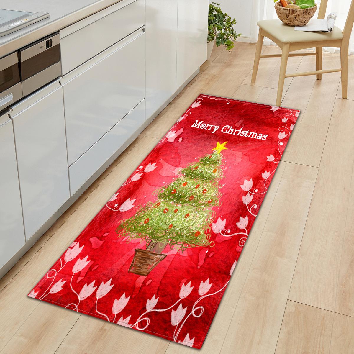

Christmas Kitchen Mats Entrance Doormat Decor Winter Xmas Hallway Balcony Rugs Bath Non-slip Foot Pad Christmas Decorations 40x120cm 16x47inch