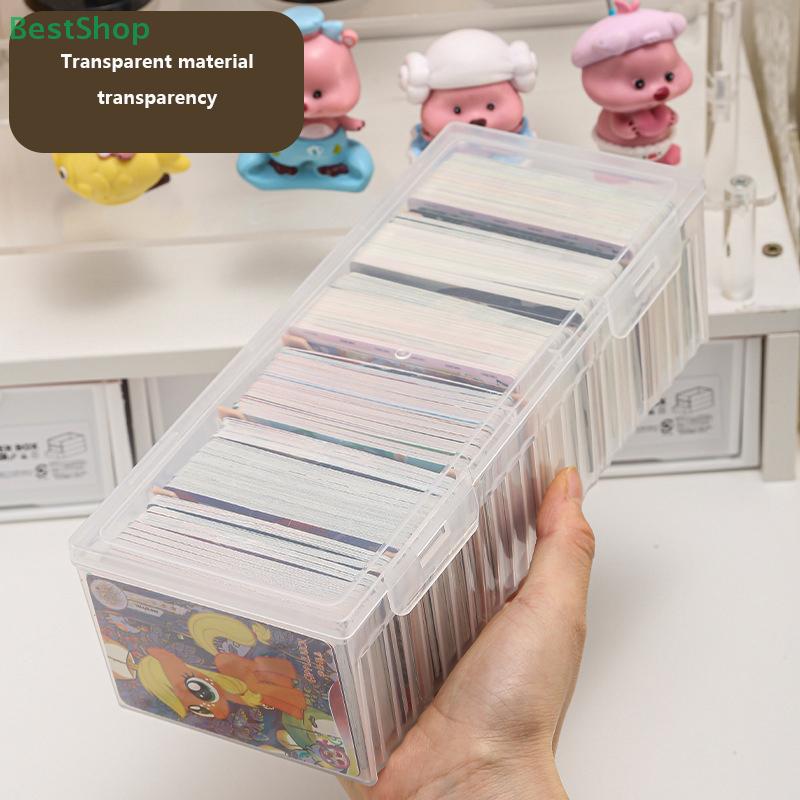 Clear Plastic Game Card Storage Box - Compartmentalized Organizer with Adjustable Divider Holds Over 550 Cards