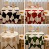 British Plaid Flannel Tablecloth Light Luxury Retro Round Table Cloth Coffee Table Cover Dustproof Dining Table Fabric