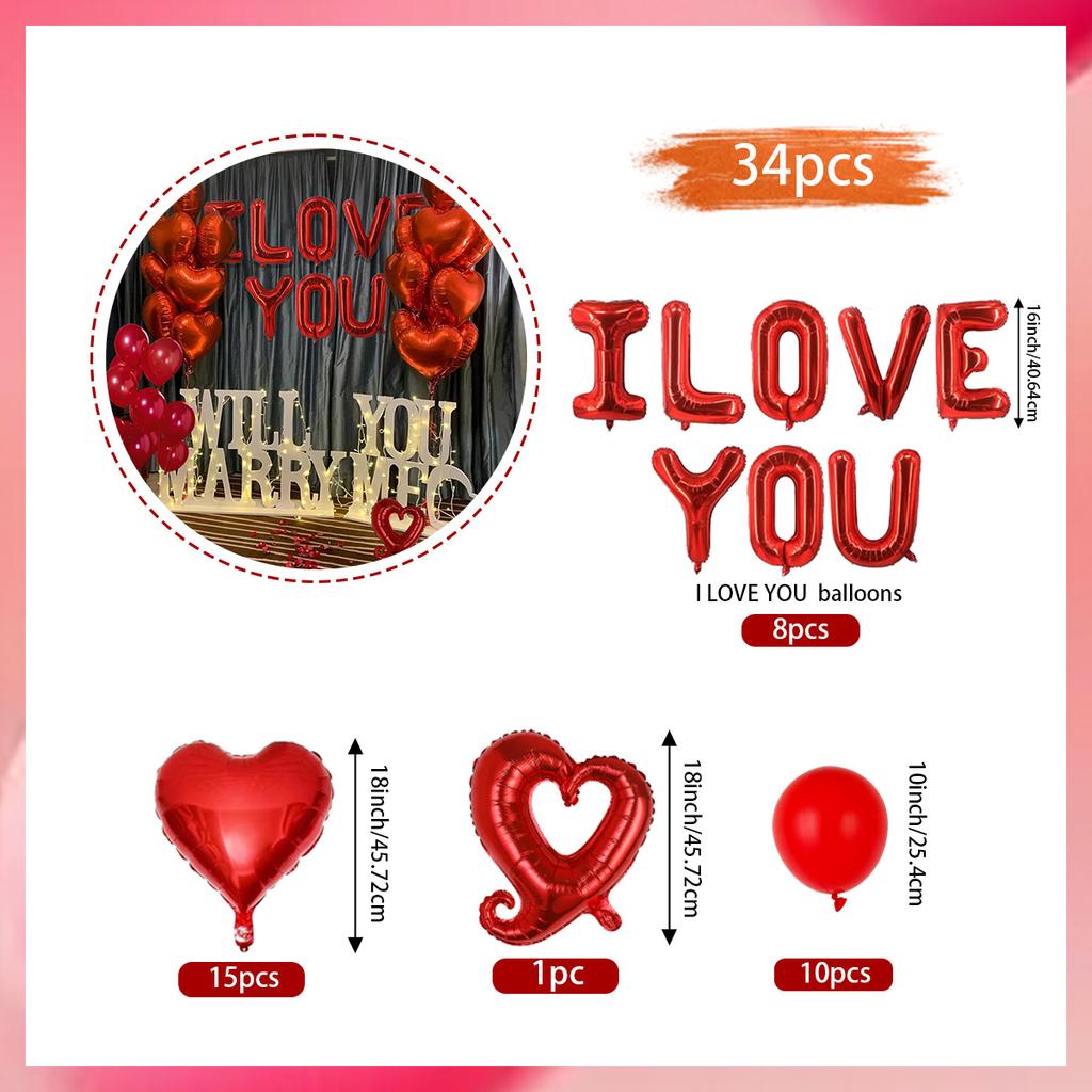 Valentine's Day I Love You Balloons, Valentine's Day Party Decorations, Anniversary, Romantic Decorations, I Love You