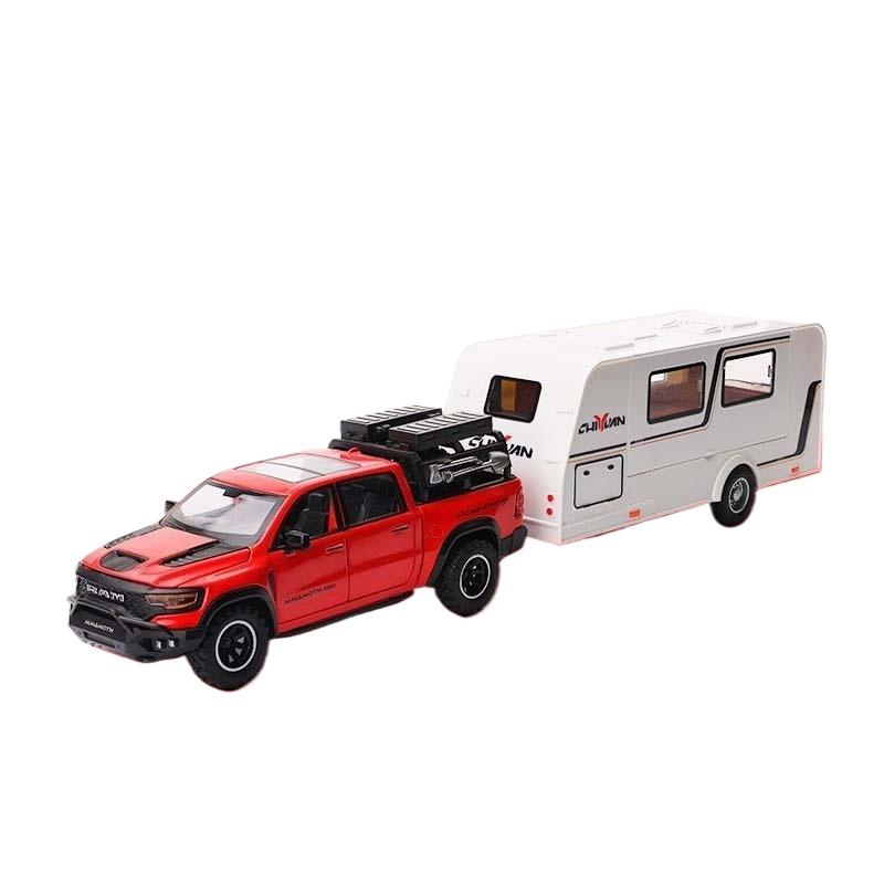 

1/32 Dodge Mammoth Причіп RV Модель Позашляховика зі Сплаву Лита Іграшкова Машинка Дитячий Подарунок Хлопчику Колекція Мініатюра Хобі червоний