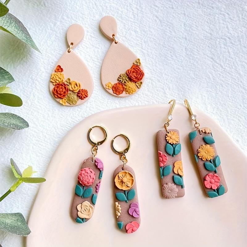 12 Pcs Polymer Clay Molds Mini Floral Clay Molds for Jewelry Making, Earring Decoration
