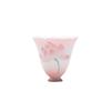 Pink Hand-Painted Lotus Ceramic Tea Cup - Flared Rim Zen Tea Bowl for Kung Fu Ceremony, Floral Design High-Stem Sipping Cup