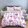 Pink Flamingo Pattern Three-Piece Set Multiple Sizes Kid'S And Adults' Bedroom Exquisite 3Pc Bedding Set, Gift