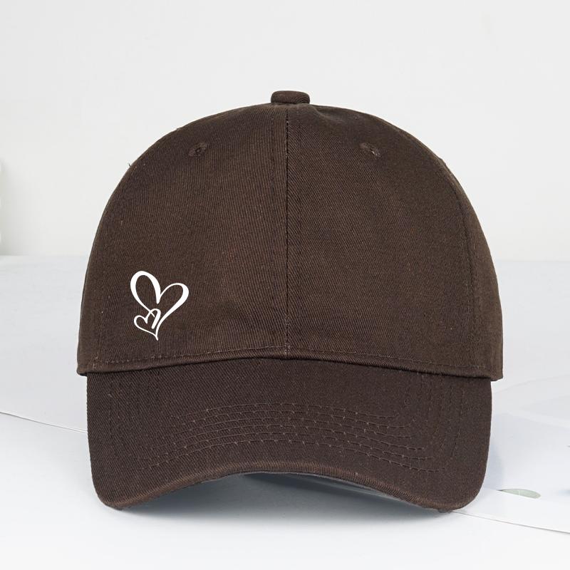 Minimalist Double Heart Print Baseball Cap WoUnisex Unisex Soft Cotton Adjustable Dad Hat Casual Love Theme Sun Hat