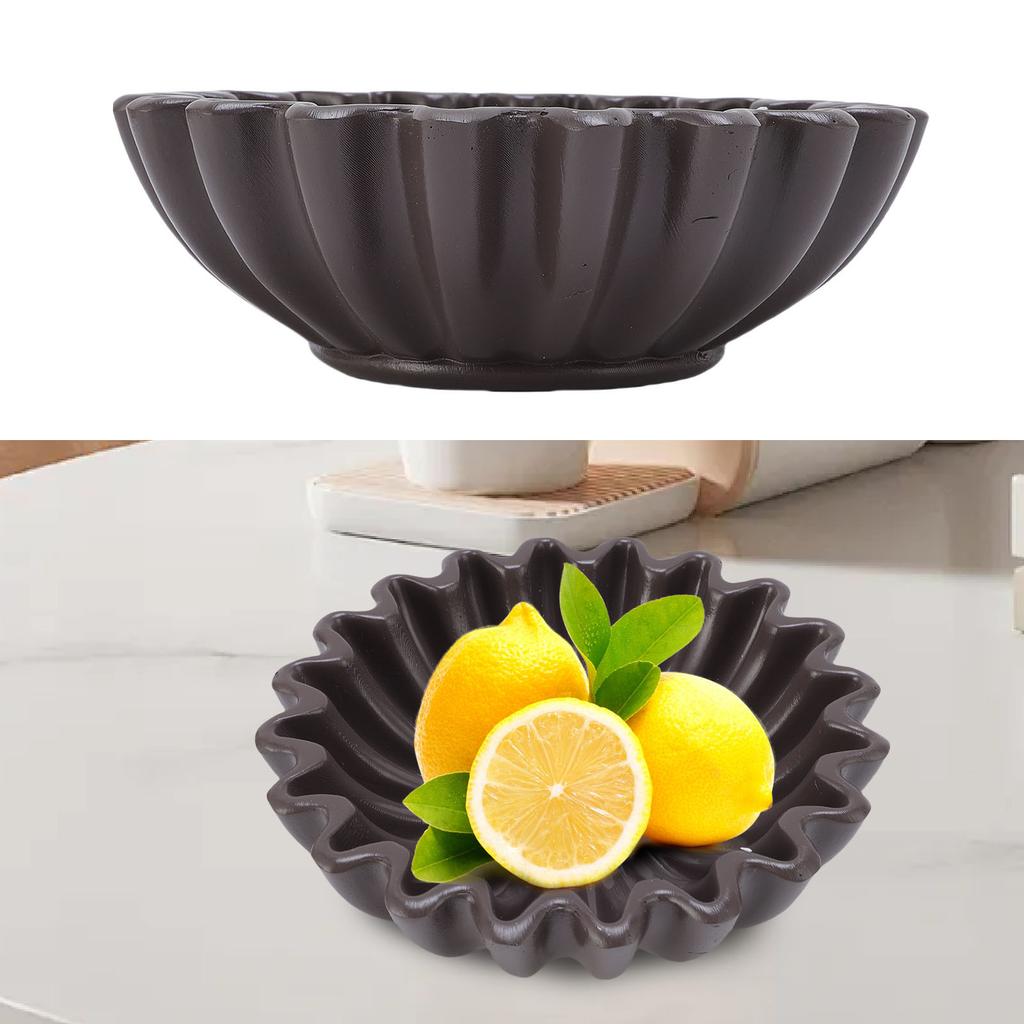 14.5CM Grooved Ruffle Bowl Handcrafted Bowl Decoration for Coffee Table Bookshelf Living Room Desk