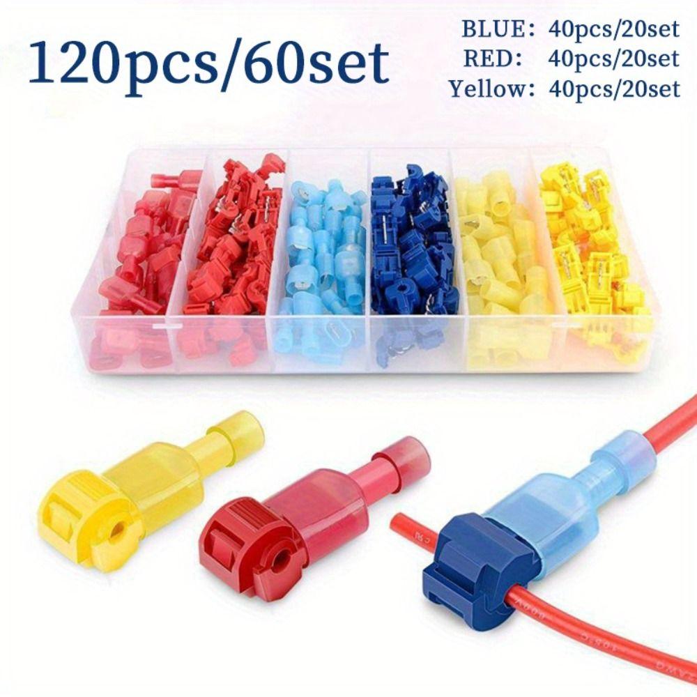 

60/120/240PCS Waterproof T-Tap Wire Cable Connector Insulated Crimp Wire Terminal Electrical Wire 240Pcs with Box