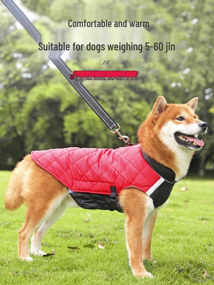 Autumn/Winter Warm Dog Coat with Leash Buckle - Fits Medium/Large Dogs: Shiba Inu, Border Collie, Corgi