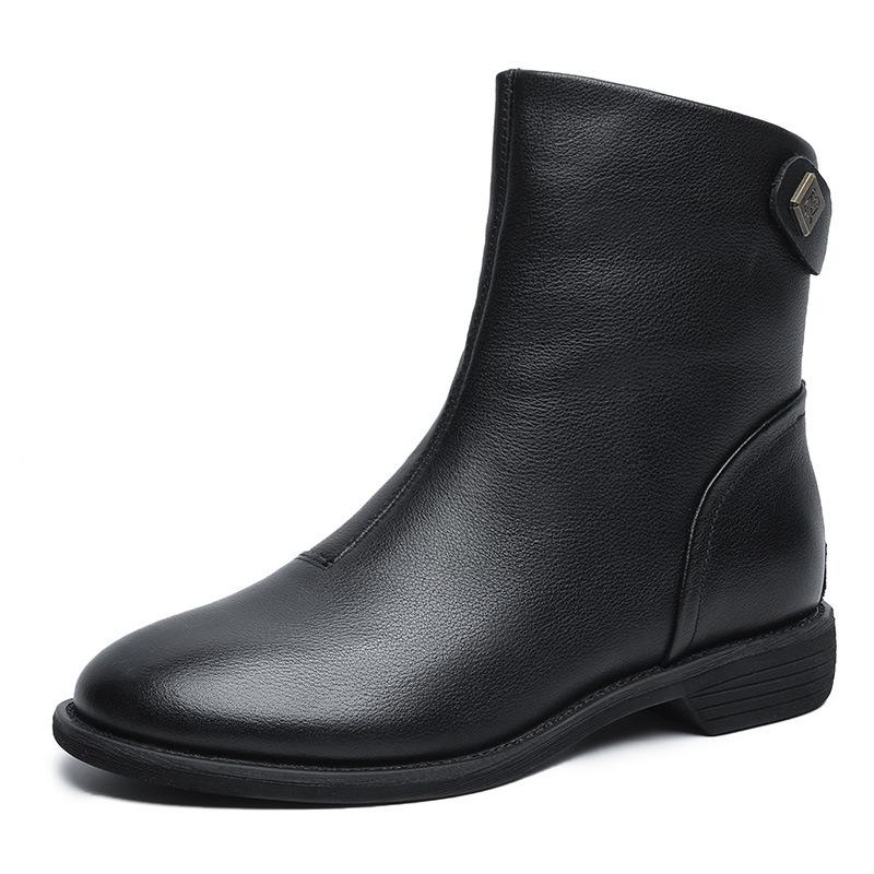 Leather Martin Boots Women's British Style 2026 New Trendy Chelsea Small Short Boots Flat Bottom Pointed Thin Women's Boots