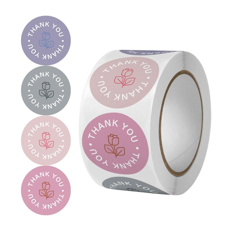 500Pcs/roll Thank You Labels  Baking Gift Milk Tea Packaging Present Sealing Staionery Packaging Box Sticker Labels