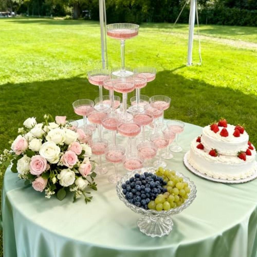 Plastic Martini Glasses Detachable Transparent Ribbed Martini Glasses Disposable Champagne Tower Dessert Cup