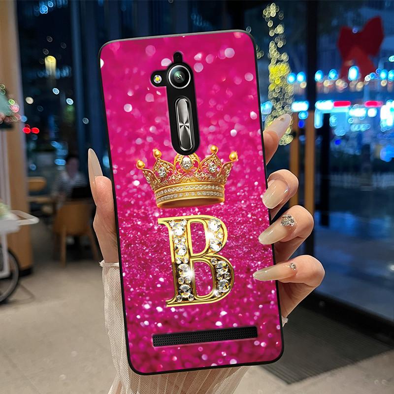 

Cool Lucky Crown A-Z Letter Phone Case For Asus ZenFone Go 5.0/ZB500KL Bumper Silicone Black Case Shockproof Soft Cover Asus Go 5.0 ZB500KL