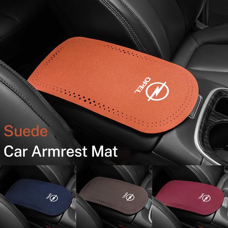 Wildleder Auto Armlehnenbox Polster PU Leder Mittelkonsole Abdeckung Ellbogenstütze Kissen Für OPEL Mokka Corsa Meriva Zafira Astra J H Vectra