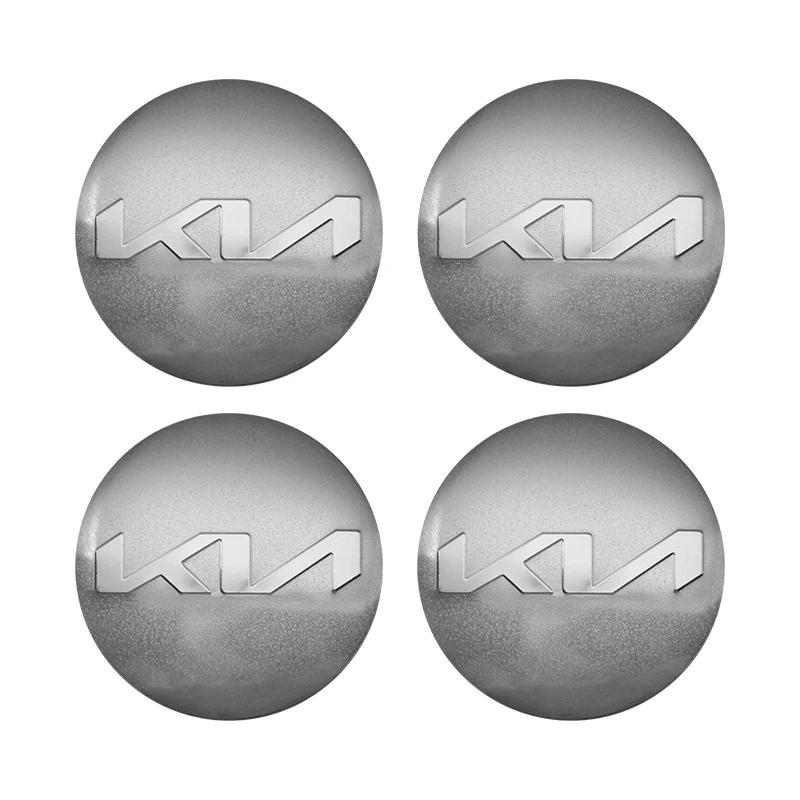 AABIY1 4pcs 3D 56mm Car emblem Wheel hub Center Cap Badge covers sticker Decals Styling accessories For KIA EV6 Sorento Niro Stinger