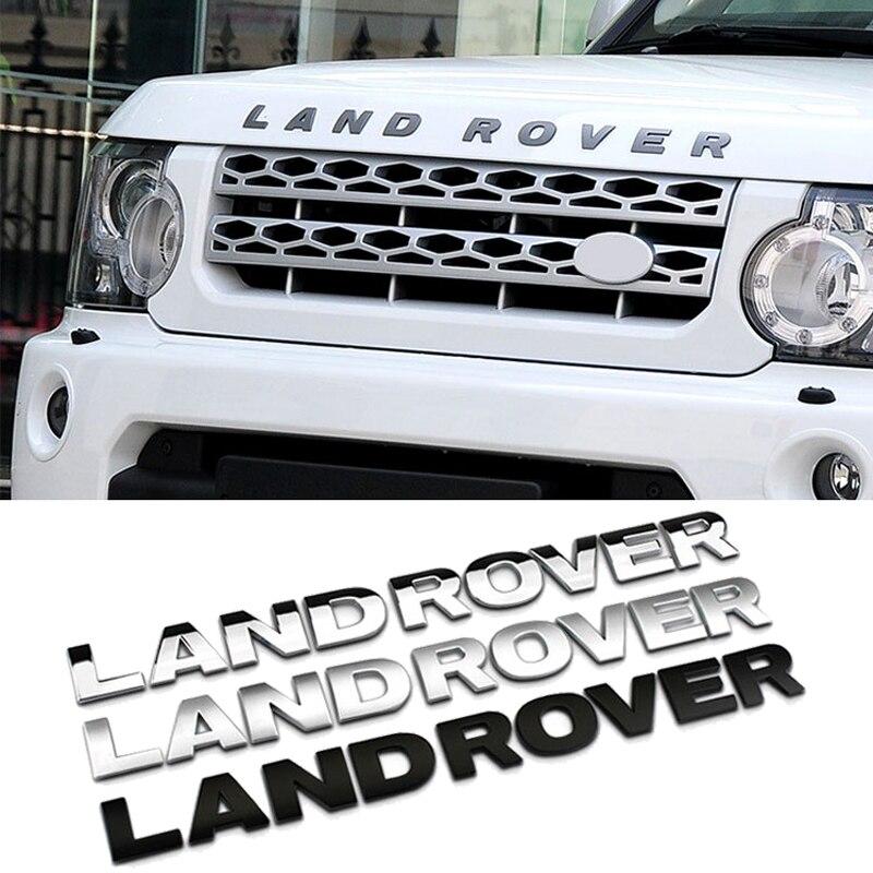 3D Letter Car Hood Bonnet Cover Emblem For Land Rover Range Rover Velar Sport Discovery 2 3 4 Defender Chrome Front Head Sticker BQQ0