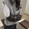 Vintage Schnalle Schulter Crossbody Tasche für Damen Retro Punk Unterarmtasche Weiches PU Leder Hobo Handtasche Y2K Geldbörse