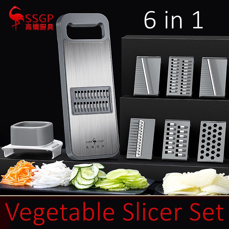 LFGB Certificate 420 Stainless Steel Blade Magic Chopper Magnetic Suction Back Slicer for Potato Cucumber Carrot Garlic Crusher