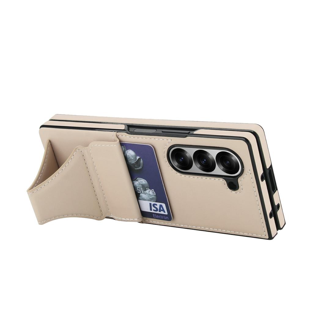 For Samsung Galaxy Z Fold6 5G Case Kickstand Leather+PC Folding Phone Cover with HD Screen Protector