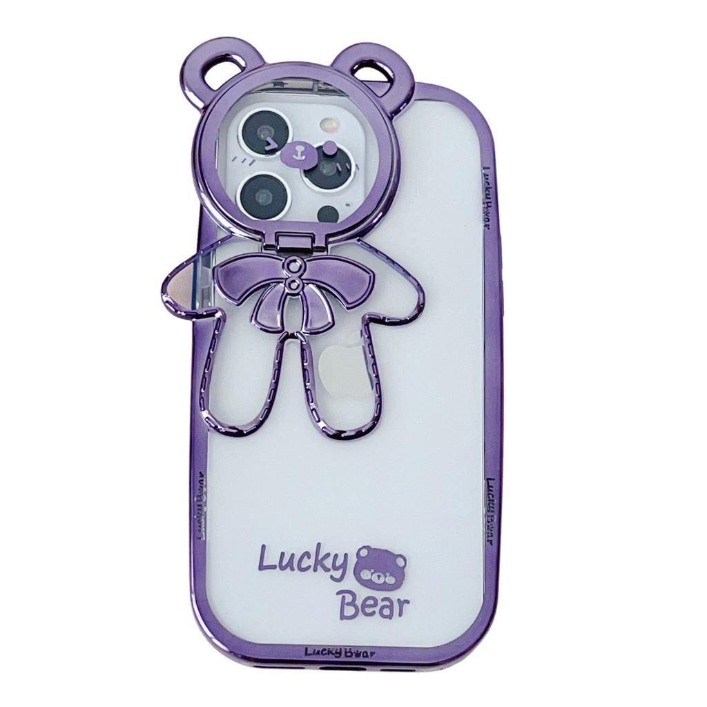 Cartoon Cute Bear Compatible with Apple 16 Crossbody Phone Case iPhone 15 Pro Max Stand 14 Lanyard 12 Glitter