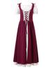 Girls Medieval Renaissance Costume Square Neck Short Sleeve Lace Up High Waist Ruffle Dress Halloween Fancy Dress