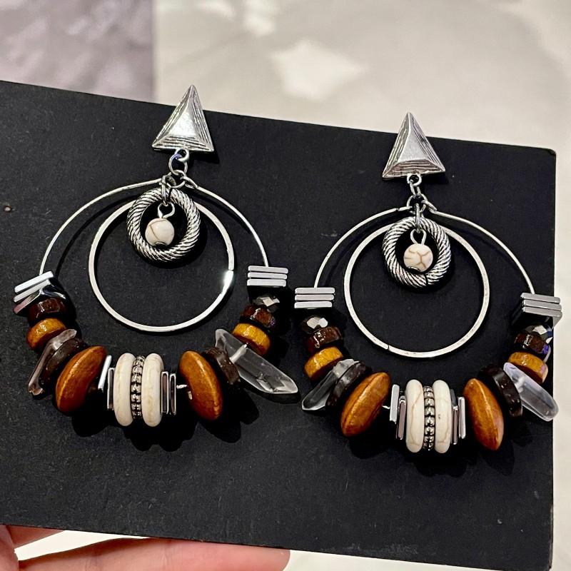 Natural tiger's eye stone series stud earrings for women Maillard exquisite retro earrings niche light luxury high-end temperament earrings