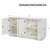 Buffet moderne 160 x 38 x 80 cm - Avec 4 portes - Décoration incurvée - MDF - Blanc