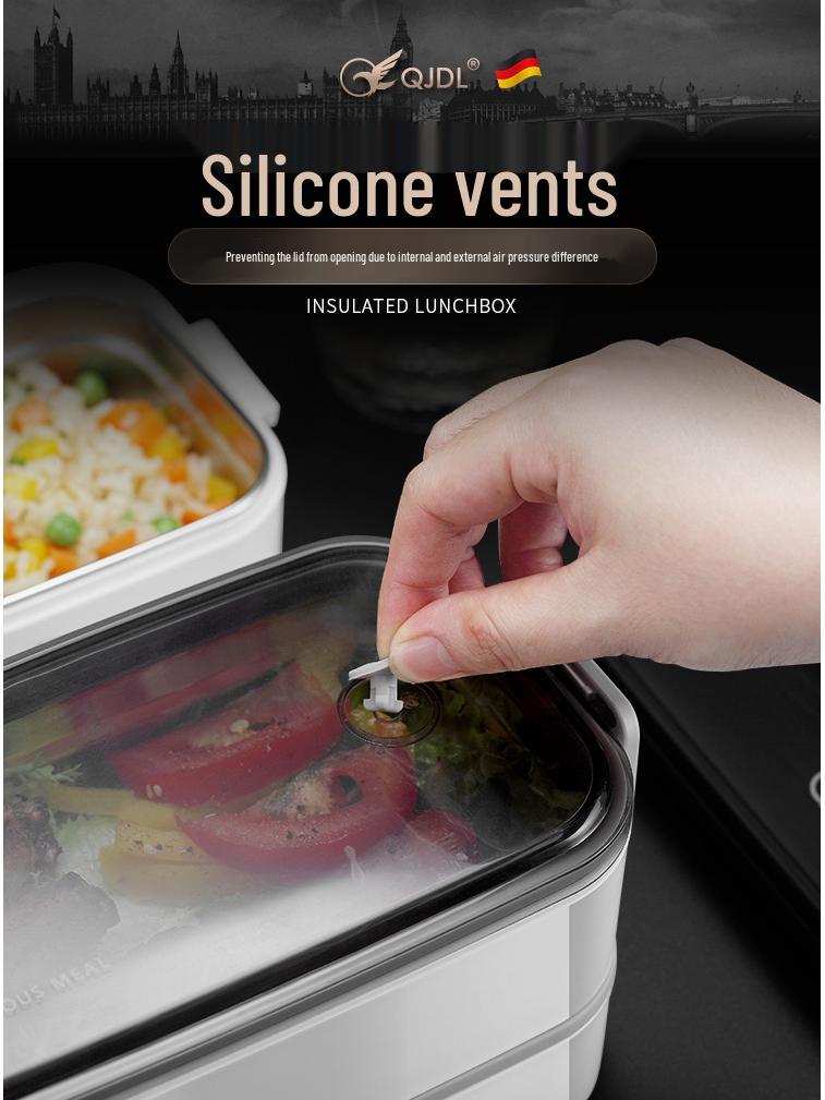 304 Stainless Steel Insulated Double-Layer Lunch Box for Microwave, with Compartments - Ideal for Students and Office Workers.