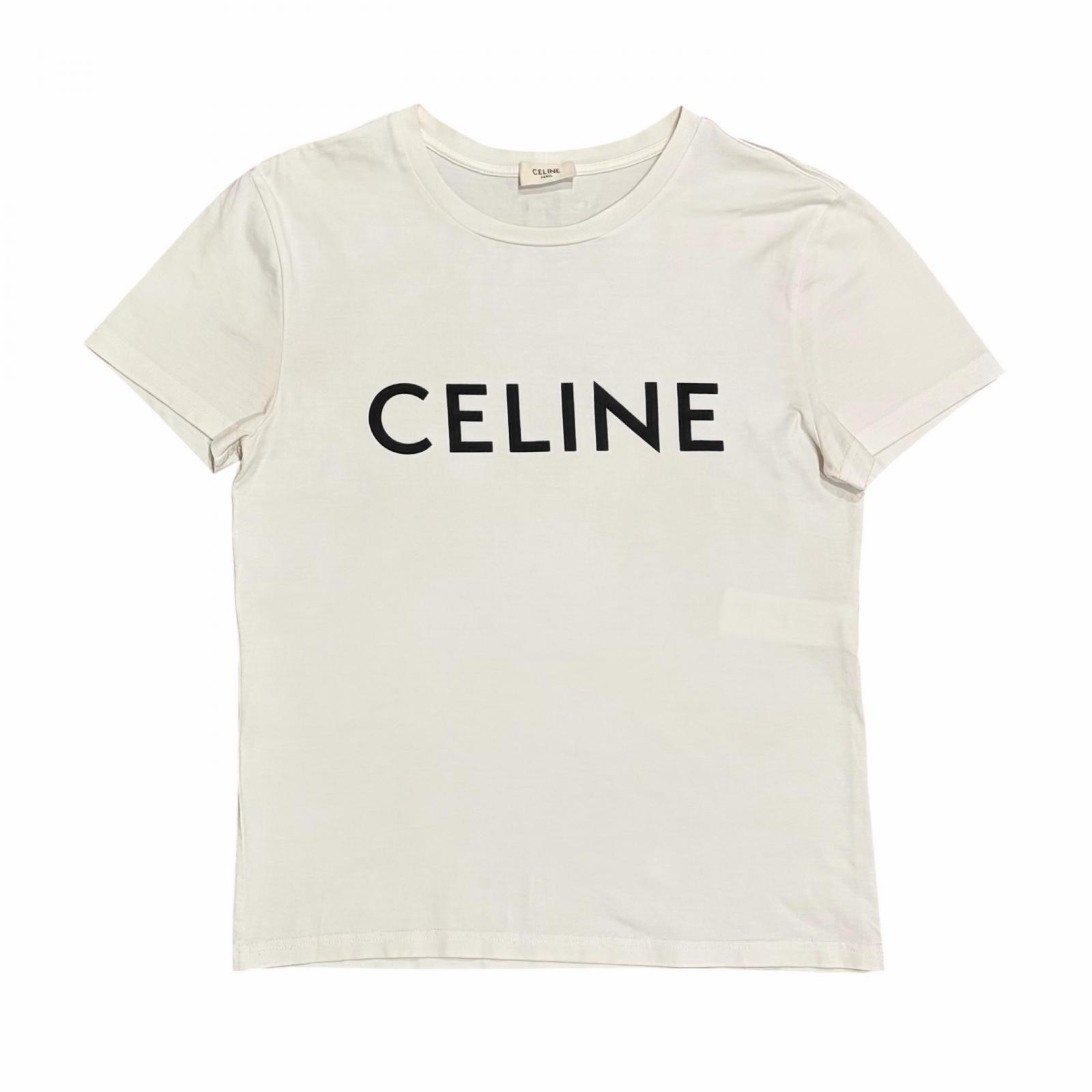 

Б/у белая мужская футболка CELINE с коротким рукавом