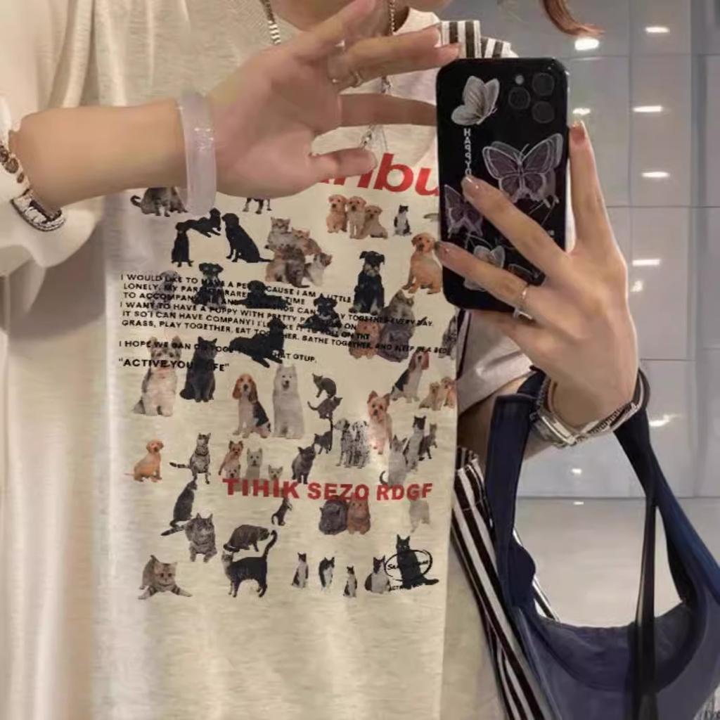 Harajuku Cartoon Cat Puppy Short Sleeve T-Shirt