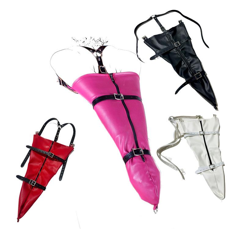 Purple-Red Leather Zippered Tightening Erotic Single Glove Hand Restraint