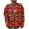 Women's Fashion Christmas Printed Long Sleeve Knitted Cardigan Button Down Jacket