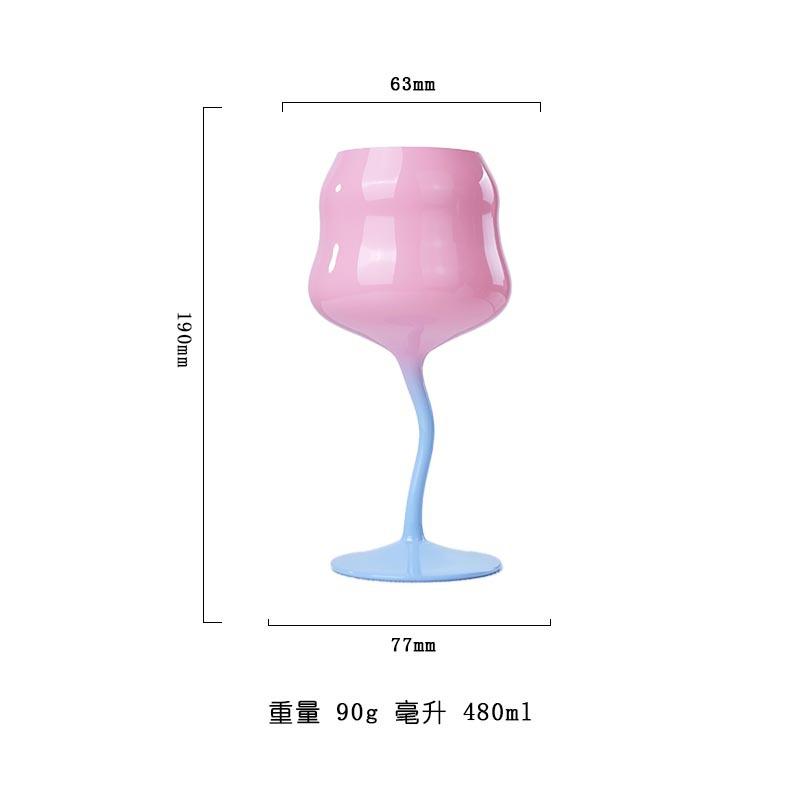 Cream Style High Footed Glass Cup Creative Colored Red Wine Glass Wine Glass Cocktail Glasses Liquor Container Home Drink Ware