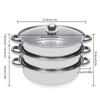28cm Three-Layer Stainless Steel Soup Steamer | 410 Stainless Steel, Silver, with Transparent Lid, 32.5 * 25cm/12.8 * 9.84in