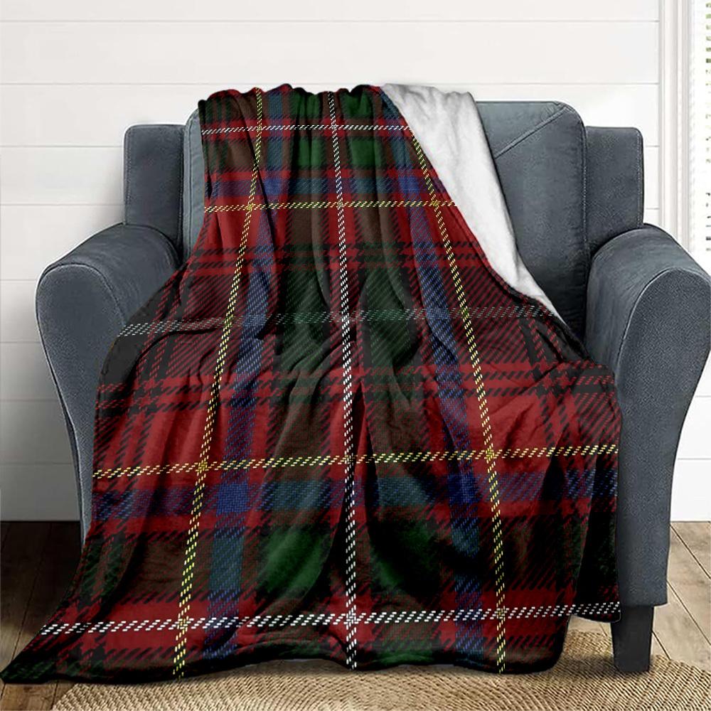 1pc Plaid Pattern Blanket Warm, Cozy, And Soft, Suitable for Sofas, Beds, Cars, And Office Use.Perfect for Camping And Travel, Making It a Great Gift