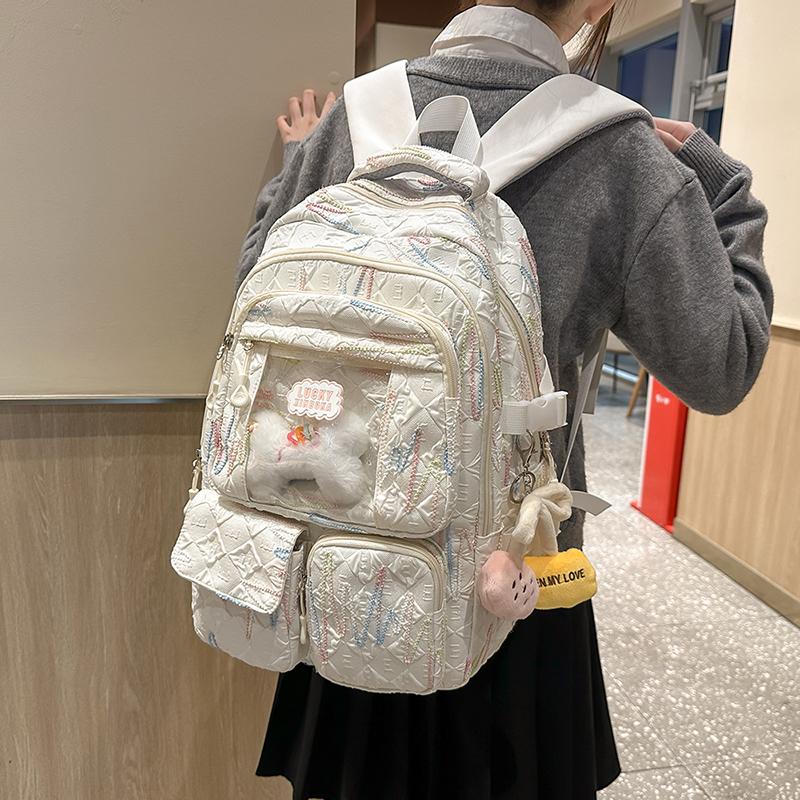 Junior High School Student Schoolbag Women's Colorful Embroidery Backpack Large Capacity Student Backpack