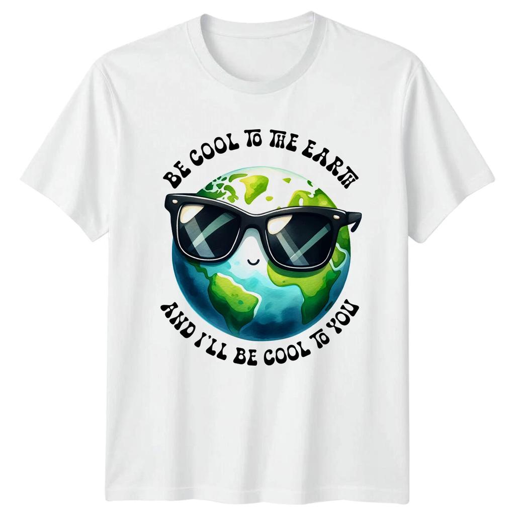 Be Cool To The Earth Earth Day Retro Sunglasses T-Shirt