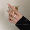 Elegant Women's Zircon Pearl Ring - Fashionable French Design, Perfect for Stacking