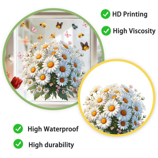 Static Window Clings Flower Butterfly Bee Wall Sticker Self Adhesive Removable Vinyl Decal