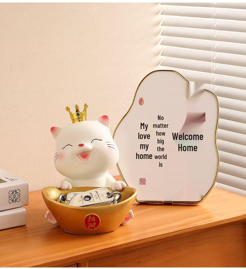 Lucky Cat Key Organizer Ornament for Entryway, Living Room, or Shoe Cabinet - Perfect Home Decor and Housewarming Gift.