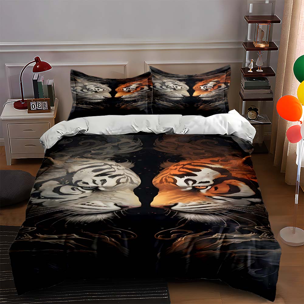 

Tiger head symmetry Bedding Duvet cover sets Duvet covers Pillowcases gifts (1 * Duvet Cover 2 * Pillowcases, without duvet insert) 135x200cm