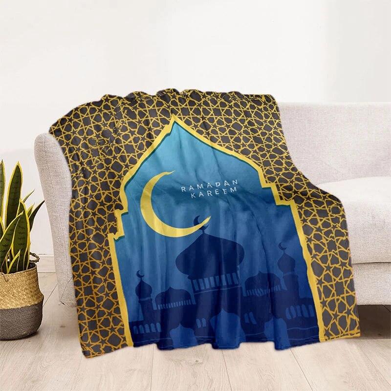 Müslüman Namaz HD Yumuşak Peluş Yatak Atma Karikatür Piknik Ince Battaniye Modern Flanel Battaniye Kapak Gedruckt Bettdecke Geschenk