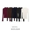 Kaslead New Arrival Women's Fashion Style Simple Lapel Long Sleeves Rib Knitting Polo Shirt 3471110