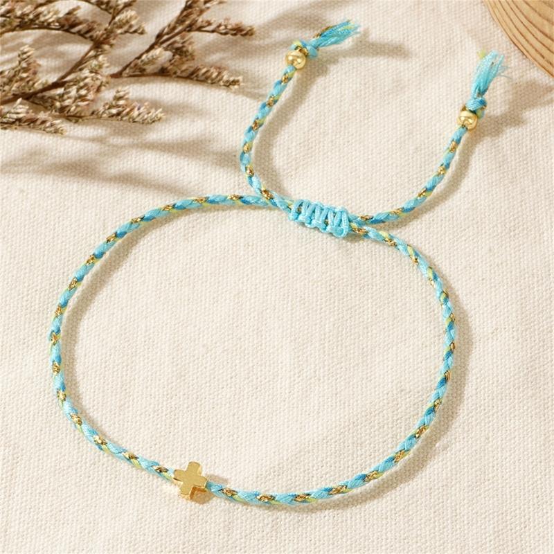 Trendiga bohemiska stilar Robust armband av bomullsrep med eleganta korshänge, för alla kön